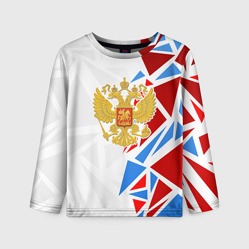 Детский лонгслив Герб России - фрагментация цветов / 3D-принт – фото 1