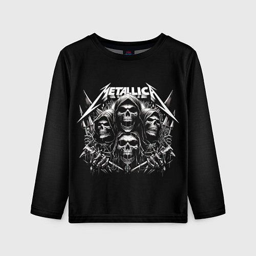 Детский лонгслив Metallica - four skulls / 3D-принт – фото 1