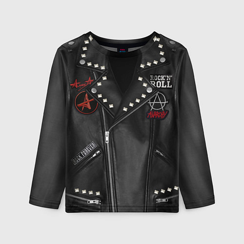 Детский лонгслив Рокерская косуха с нашивками Алиса / 3D-принт – фото 1