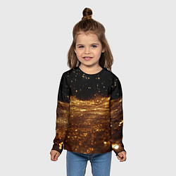 Лонгслив детский Золотистые крупицы на черном, цвет: 3D-принт — фото 2