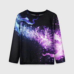 Лонгслив детский Фиолетово-синяя абстрактная волна, цвет: 3D-принт