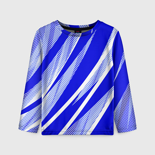 Детский лонгслив Абстрактный синий полосатый / 3D-принт – фото 1