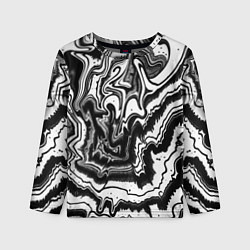 Детский лонгслив Закрученные волны - чб абстракция