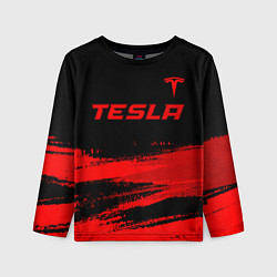 Детский лонгслив Tesla - red gradient посередине