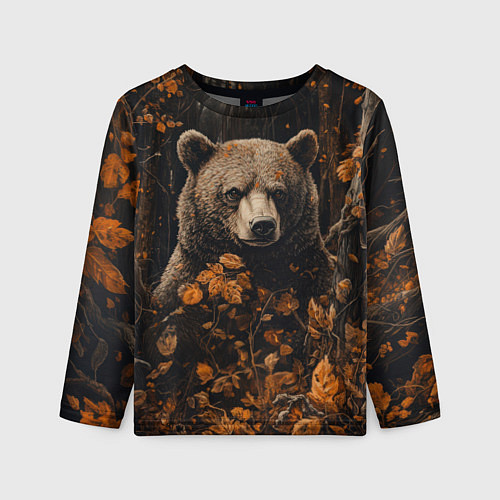 Детский лонгслив Медведь в лесной чаще / 3D-принт – фото 1