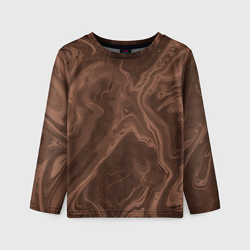 Детский лонгслив Коричневый абстракция в точку / 3D-принт – фото 1