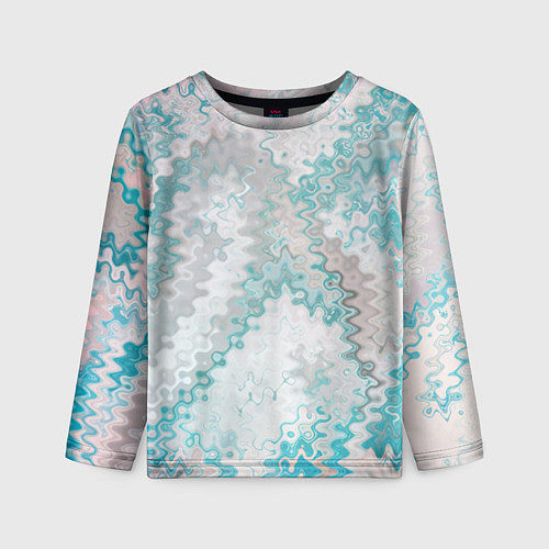 Детский лонгслив Серо-бирюзовый абстрактный / 3D-принт – фото 1