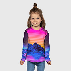 Лонгслив детский Неоновый закат, цвет: 3D-принт — фото 2