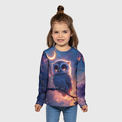 Лонгслив детский Совушка и полумесяц, цвет: 3D-принт — фото 2