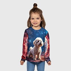 Лонгслив детский Бишон в космосе, цвет: 3D-принт — фото 2