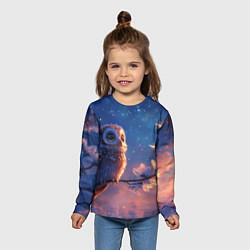 Лонгслив детский Сова на фоне ночного неба, цвет: 3D-принт — фото 2