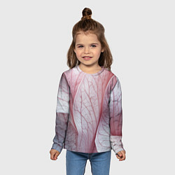 Лонгслив детский Розовые листья, цвет: 3D-принт — фото 2