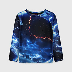 Лонгслив детский Звезды и молнии в разломе плит, цвет: 3D-принт
