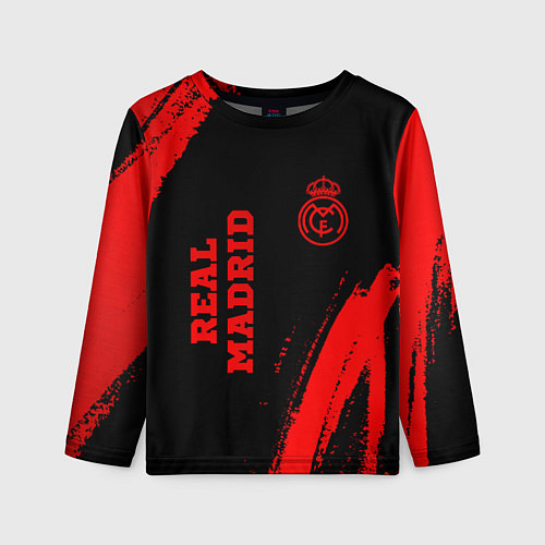 Детский лонгслив Real Madrid - red gradient вертикально / 3D-принт – фото 1