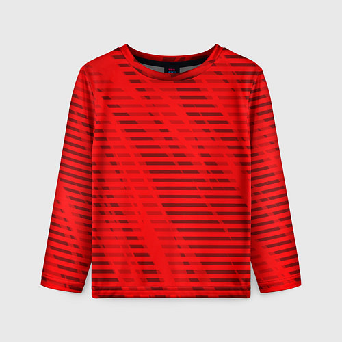 Детский лонгслив Красный полосатый / 3D-принт – фото 1