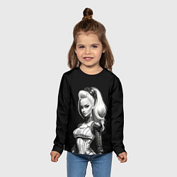 Лонгслив детский Барби - киберпанк нейроарт, цвет: 3D-принт — фото 2