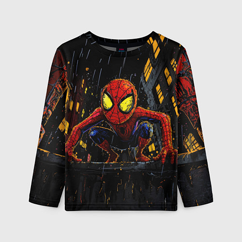 Детский лонгслив Маленький человек-паук с желтыми глазами / 3D-принт – фото 1