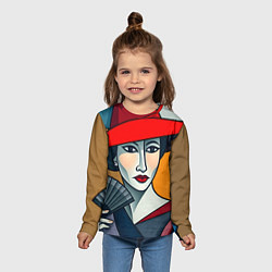 Лонгслив детский Дама с веером, цвет: 3D-принт — фото 2