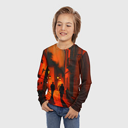 Лонгслив детский Улица с фонарями, цвет: 3D-принт — фото 2