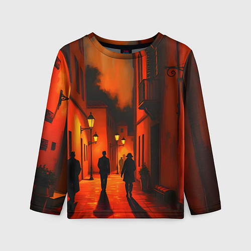 Детский лонгслив Улица с фонарями / 3D-принт – фото 1