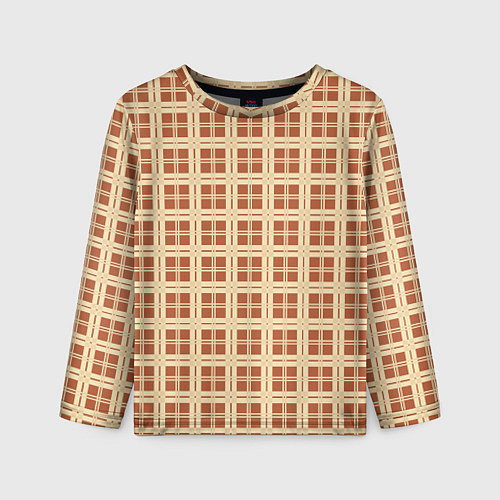 Детский лонгслив Светлый коричневый простая клетка / 3D-принт – фото 1