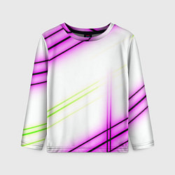 Детский лонгслив Green white pink line