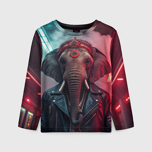 Детский лонгслив Cyberpunk elephant / 3D-принт – фото 1