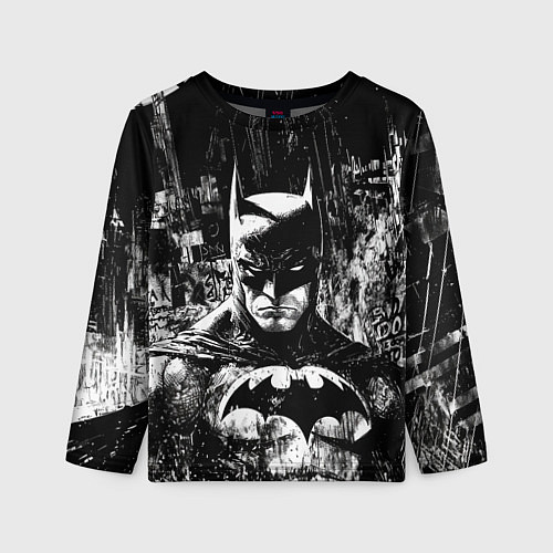 Детский лонгслив Бэтмен черно-белый стиль / 3D-принт – фото 1