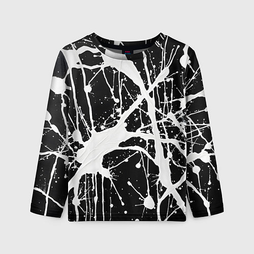 Детский лонгслив Брызги белой краски / 3D-принт – фото 1