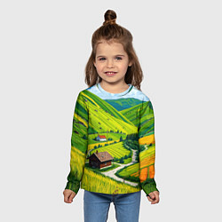 Лонгслив детский Русская душа и поле, цвет: 3D-принт — фото 2