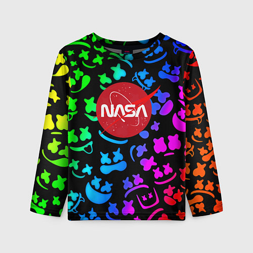 Детский лонгслив Marshmello x NASA gradient / 3D-принт – фото 1
