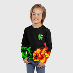 Лонгслив детский Амонг ас огненная текстура, цвет: 3D-принт — фото 2