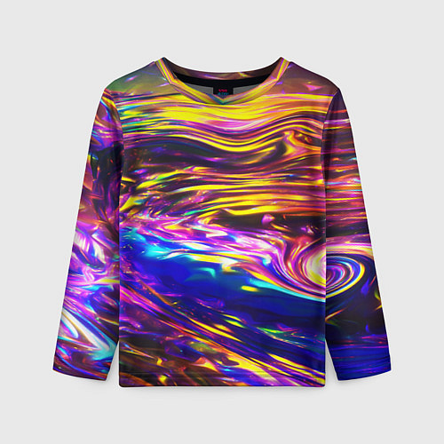 Детский лонгслив Неоновые полосы текстура / 3D-принт – фото 1