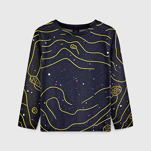 Детский лонгслив Абстракция золотых линий текстура / 3D-принт – фото 1