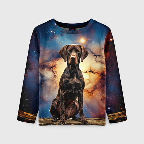 Детский лонгслив Курцхаар и космос / 3D-принт – фото 1