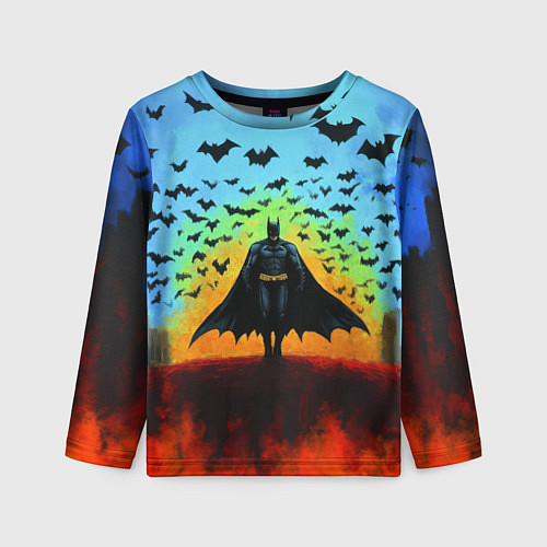 Детский лонгслив Бэтмен и летучие мыши / 3D-принт – фото 1