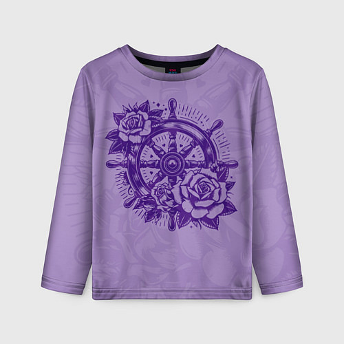 Детский лонгслив Штурвал в розах / 3D-принт – фото 1