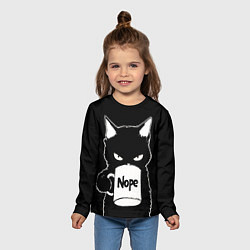 Лонгслив детский Angry black cat nope, цвет: 3D-принт — фото 2