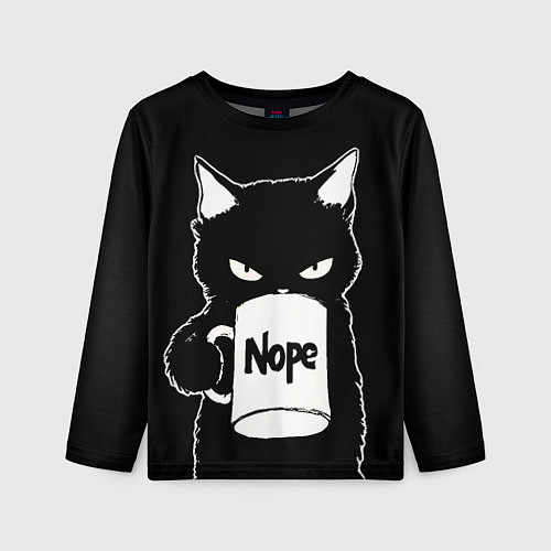 Детский лонгслив Angry black cat nope / 3D-принт – фото 1