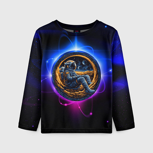 Детский лонгслив Космонавт в луне / 3D-принт – фото 1