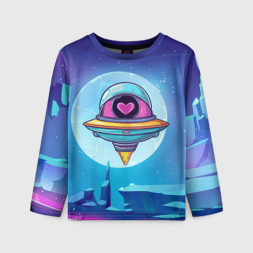 Детский лонгслив Нло с сердечком внутри / 3D-принт – фото 1