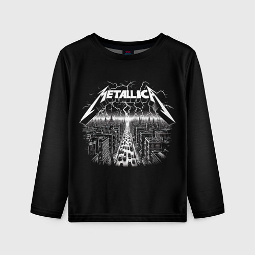 Детский лонгслив Metallica - lightnings in metropolis / 3D-принт – фото 1