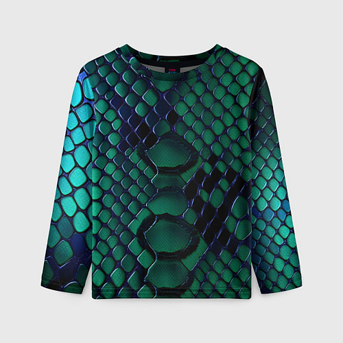 Детский лонгслив Бирюзовая змеиная кожа / 3D-принт – фото 1