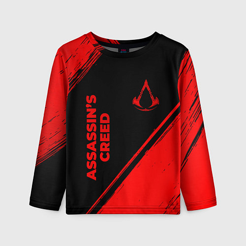 Детский лонгслив Assassins Creed - red gradient вертикально / 3D-принт – фото 1