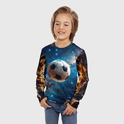 Лонгслив детский Футбольный мяч в космосе, цвет: 3D-принт — фото 2