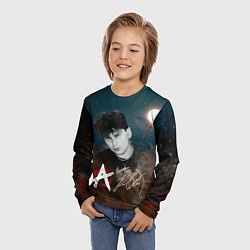 Лонгслив детский Юрий Хой на фоне луны, цвет: 3D-принт — фото 2