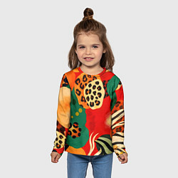 Лонгслив детский Анималистичный африканский паттерн, цвет: 3D-принт — фото 2