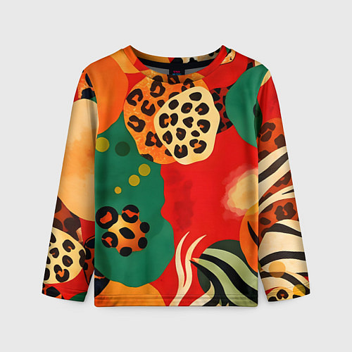 Детский лонгслив Анималистичный африканский паттерн / 3D-принт – фото 1