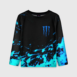 Детский лонгслив Monster energy голубые краски