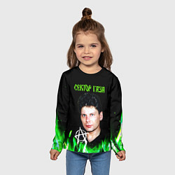 Лонгслив детский Сектор газа зеленый огонь, цвет: 3D-принт — фото 2